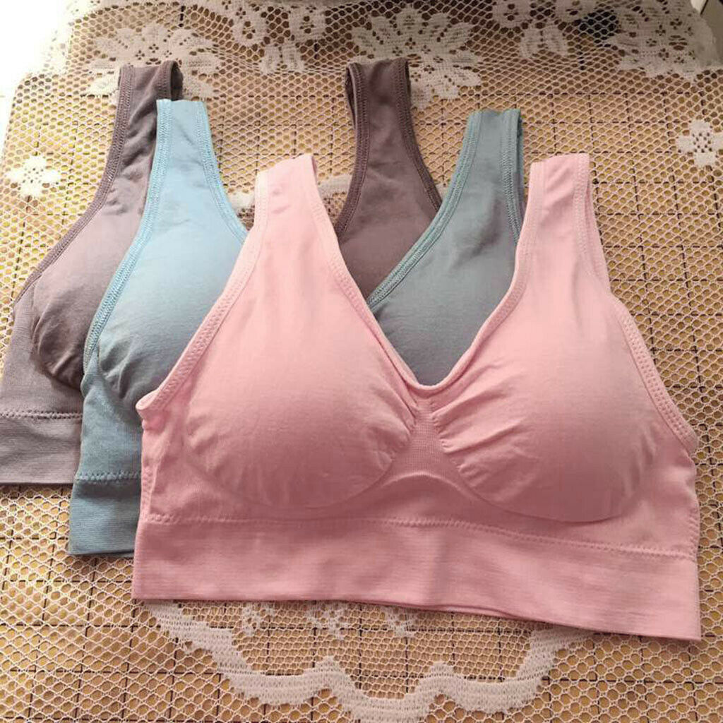 Womens 3-Pack Seamless Wireless Sports Bra with Removable Pads
