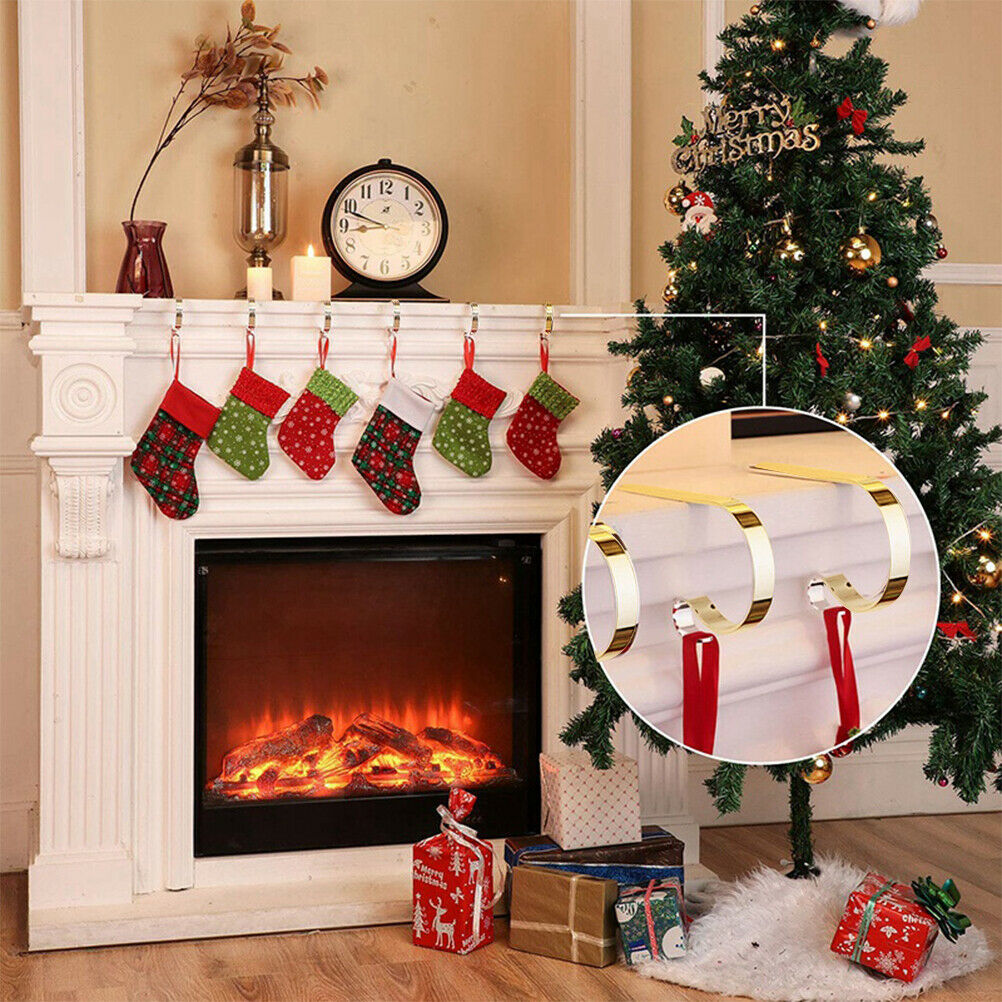 4Pcs/Lot Christmas Socking Hook Holders Metal Hanging Fireplace Table Hooks