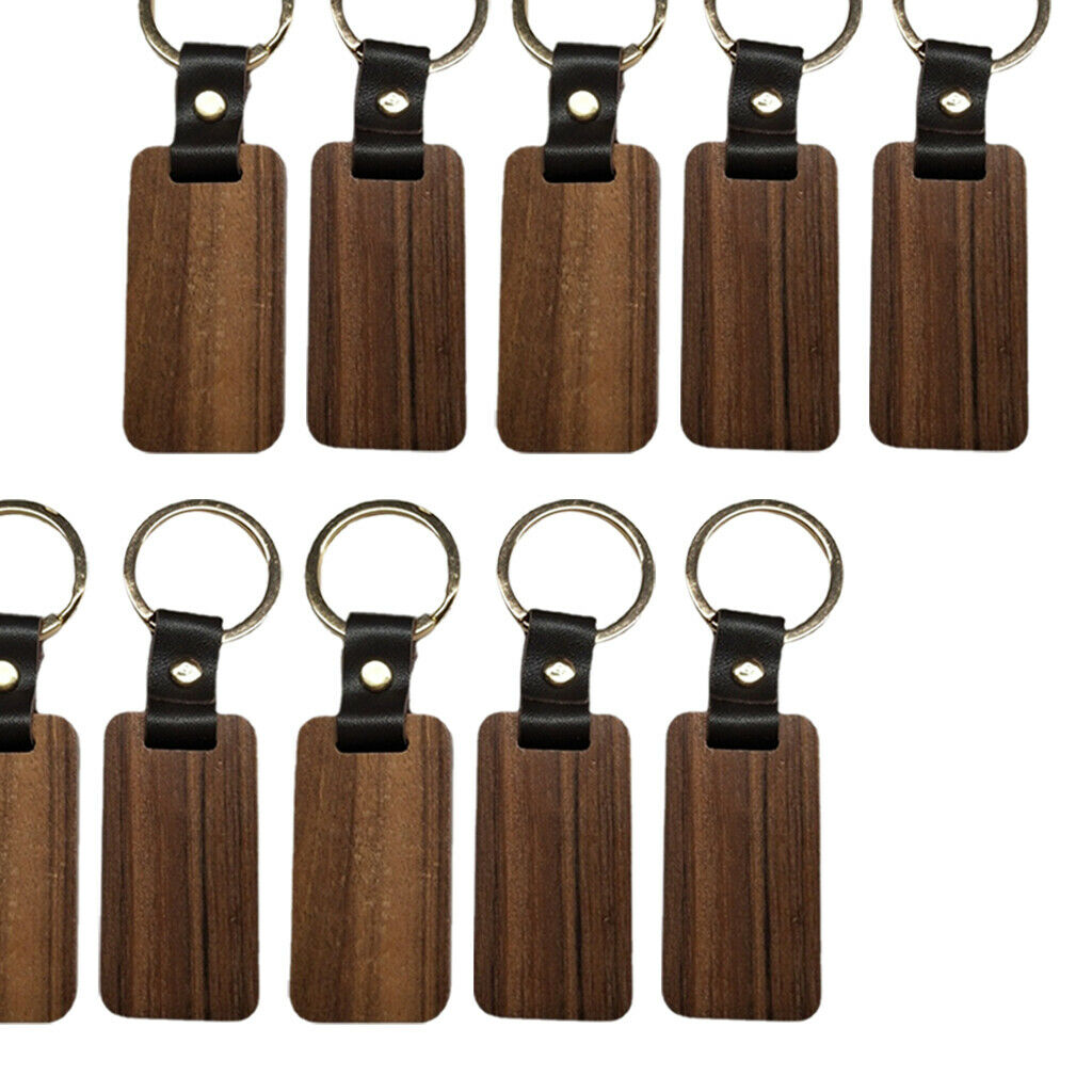 10pcs Wood Keychain Key Ring Hanging DIY Crafts Birthday Gifts Accessories