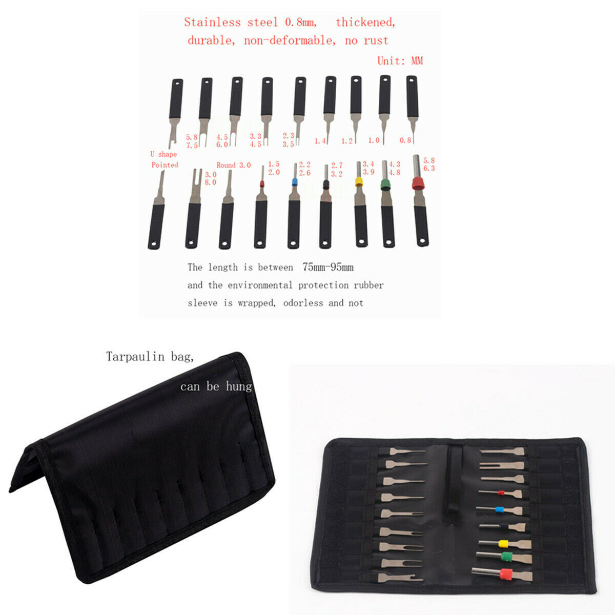 18X Car Wire Terminal Removal Connector Pin Extractor Puller Tire Repair Tools