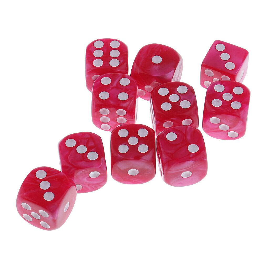 20pcs / Pack Opaque Beaded 6 Sided Dice Role Play Game Accessory Pink +