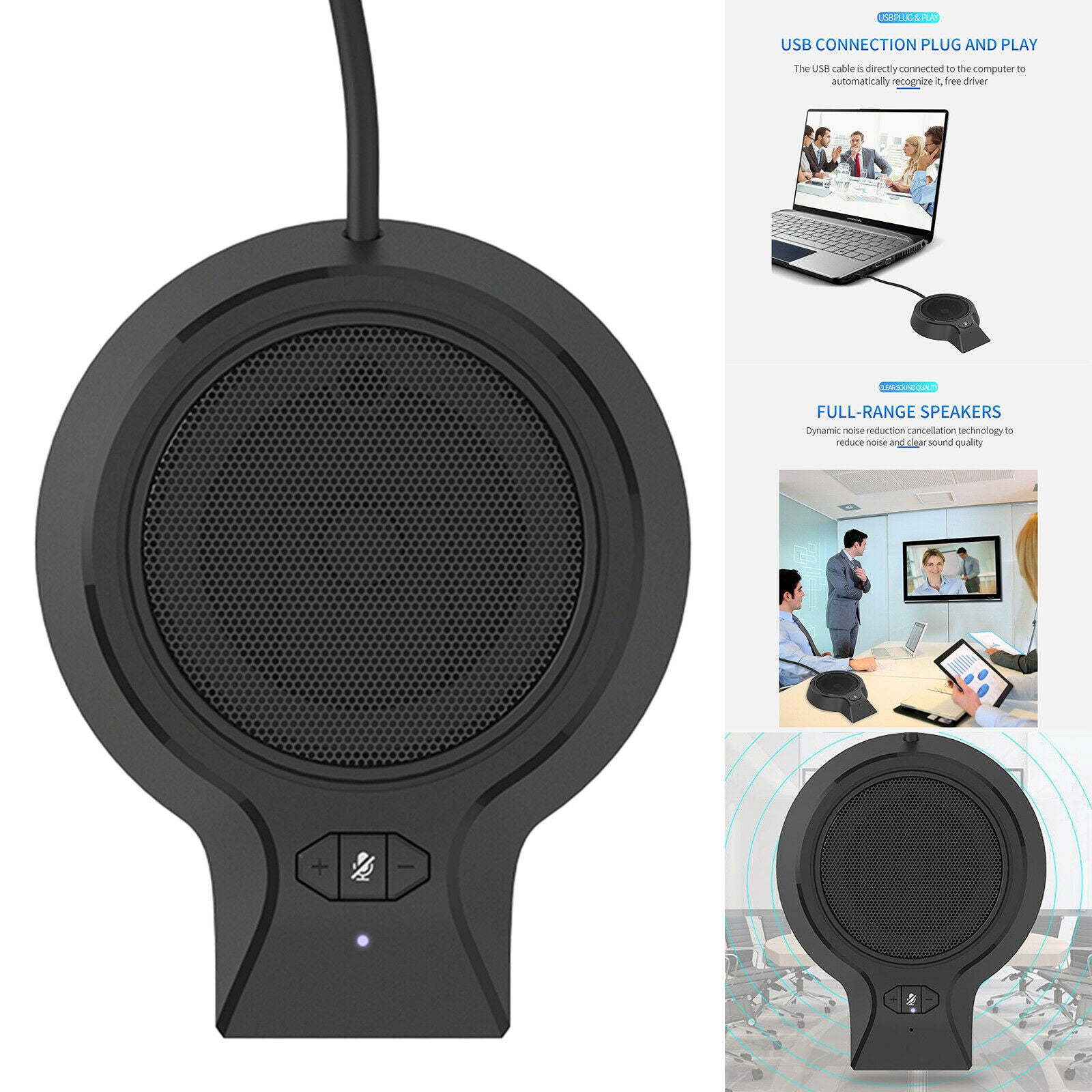 Black USB Conference Computer PC Microphone Mic   Video Meeting