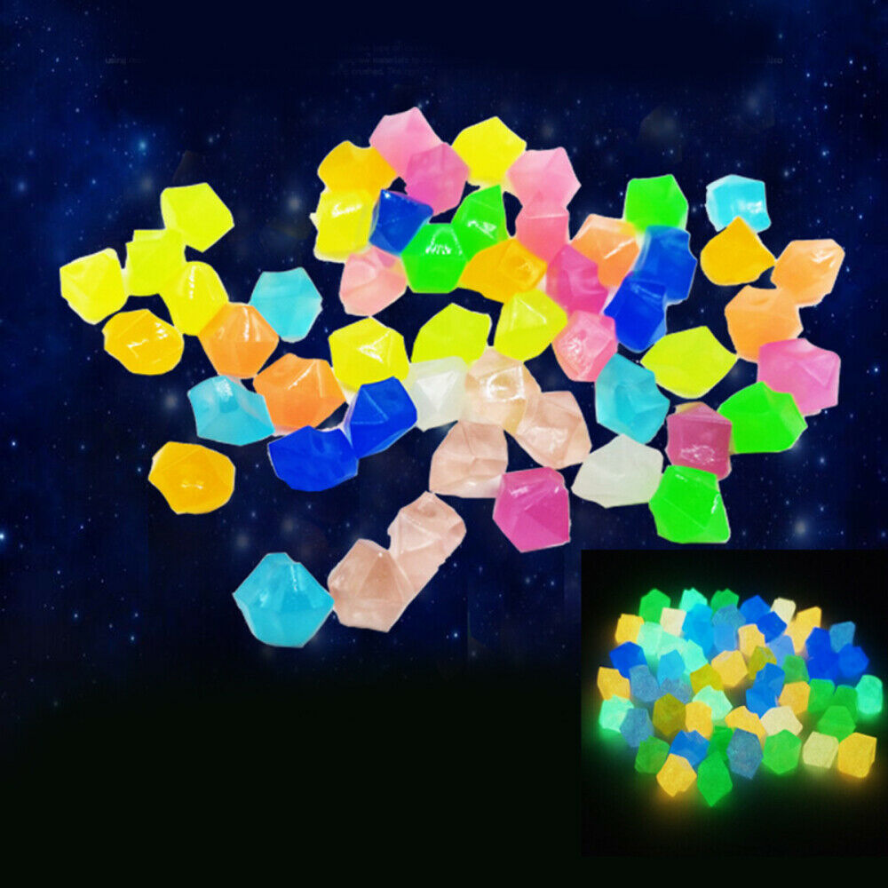 300PC Garden Luminous Pebbles Glow in the Dark Stones Rock Yard Fish Tank Decor