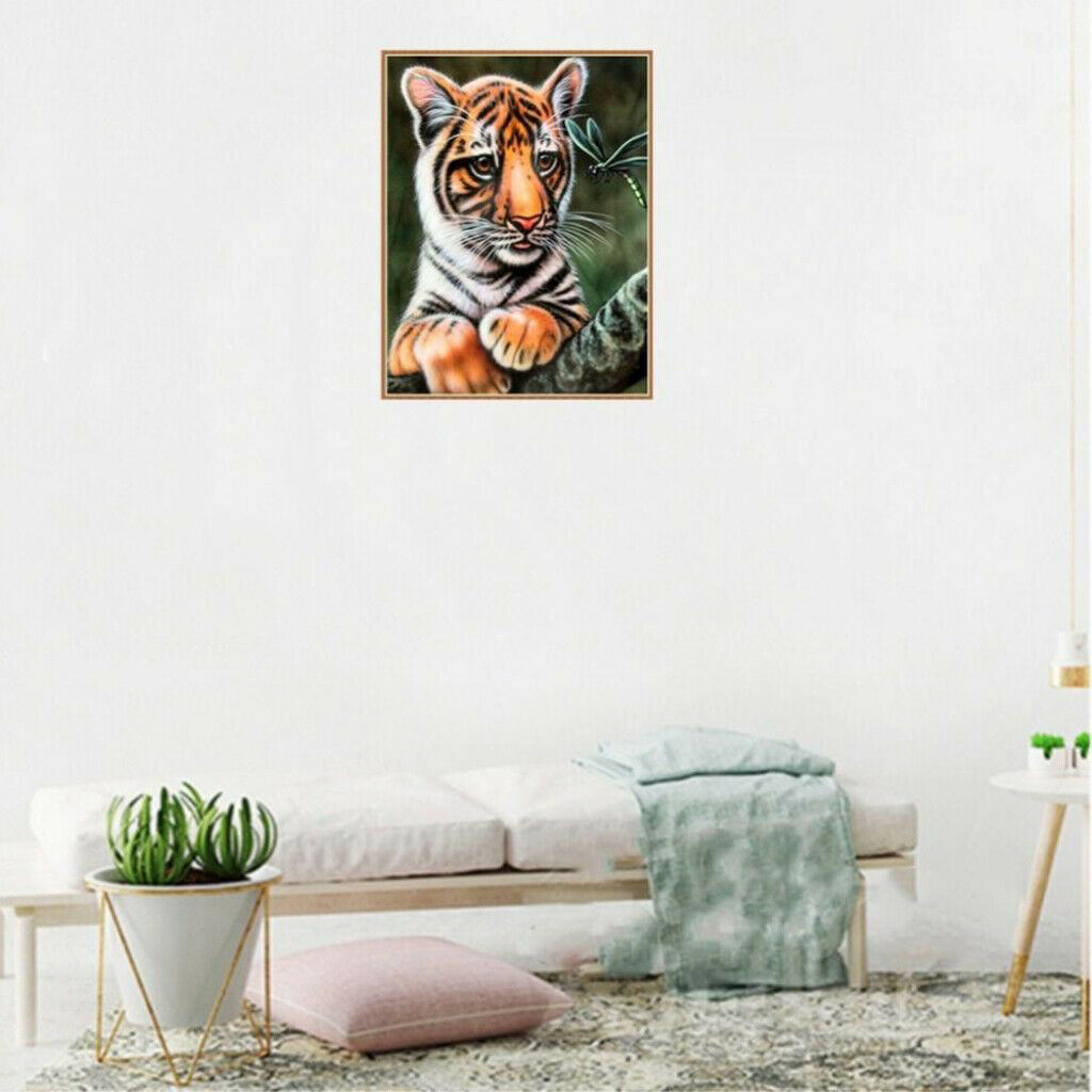 DIY Diamond Painting Animals Tiger Dragonfly Embroidery Cross Stitch Decor