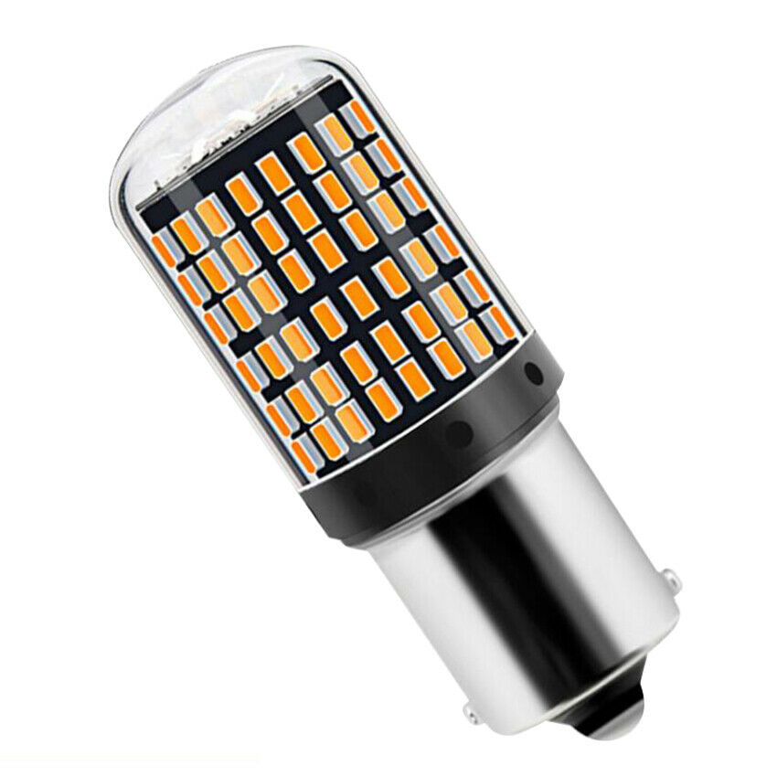 2X 1156 BA15S 3014 SMD Yellow/Amber Tail Turn Signal 144 LED Car Light Bulb Lamp