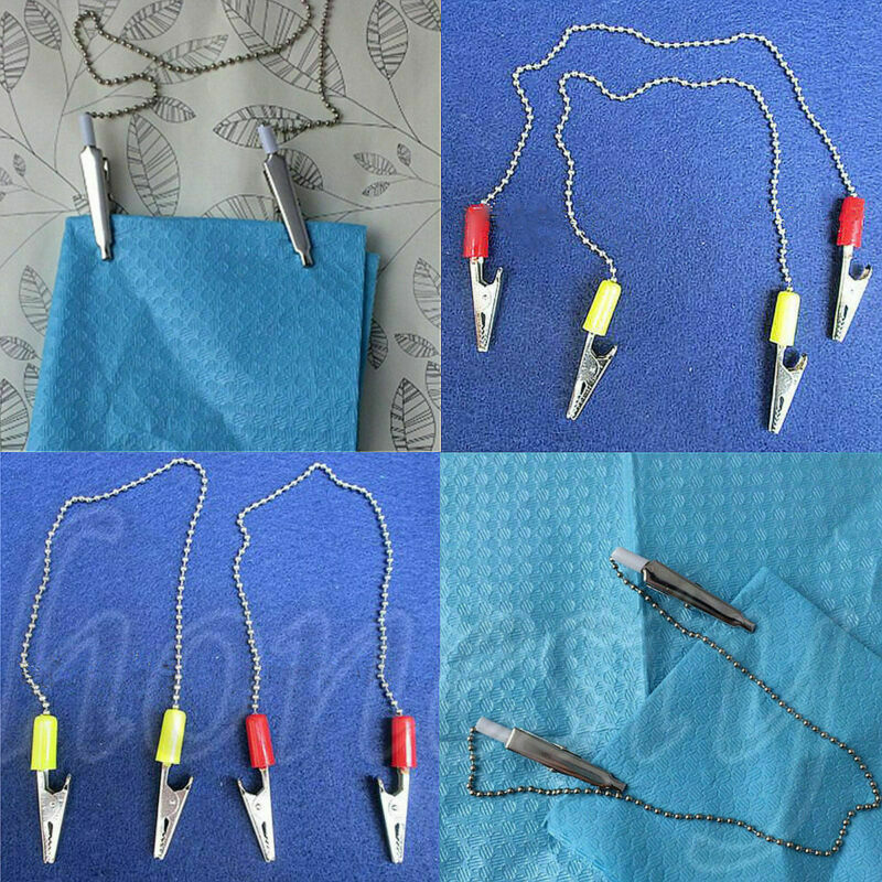 2pcs Napkin Holder Dental Lab Bib Crocodile Clip Flexible Metal Ball Chain