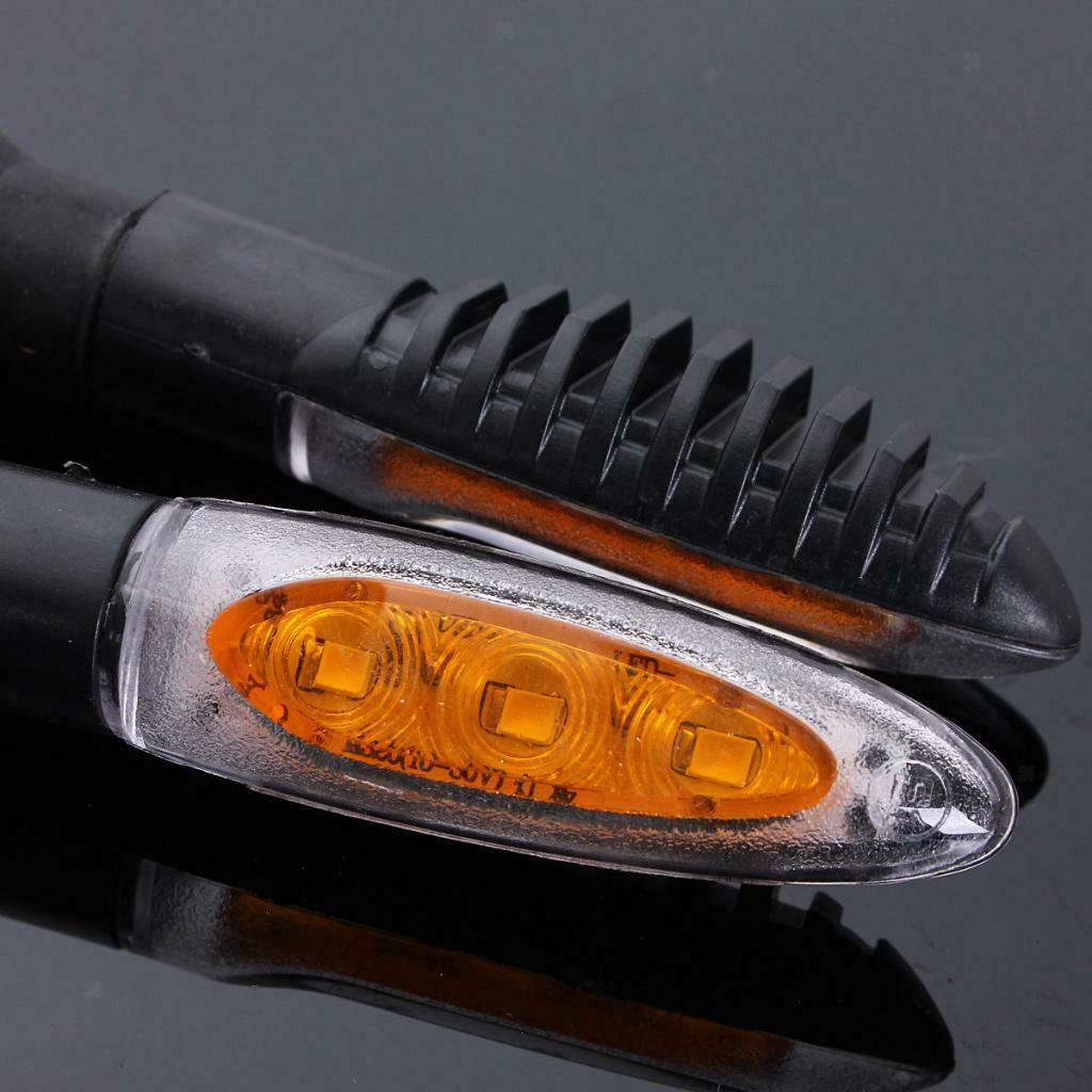 2pcs Foldable Motorcycle Black Led Turn Light Yellow Light Signal Indicator
