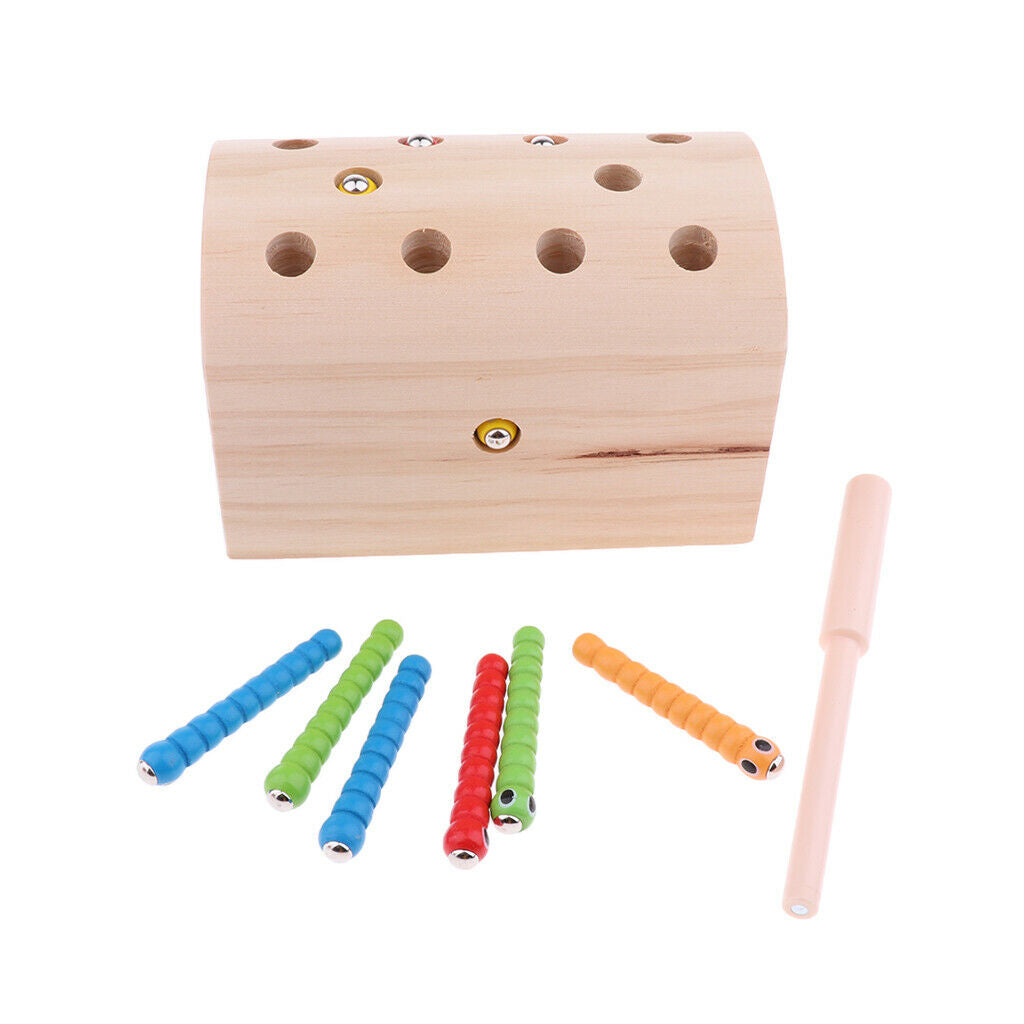 Wooden Magnetic Catch Insects Game Toys Set Kids Children Montessori Educational