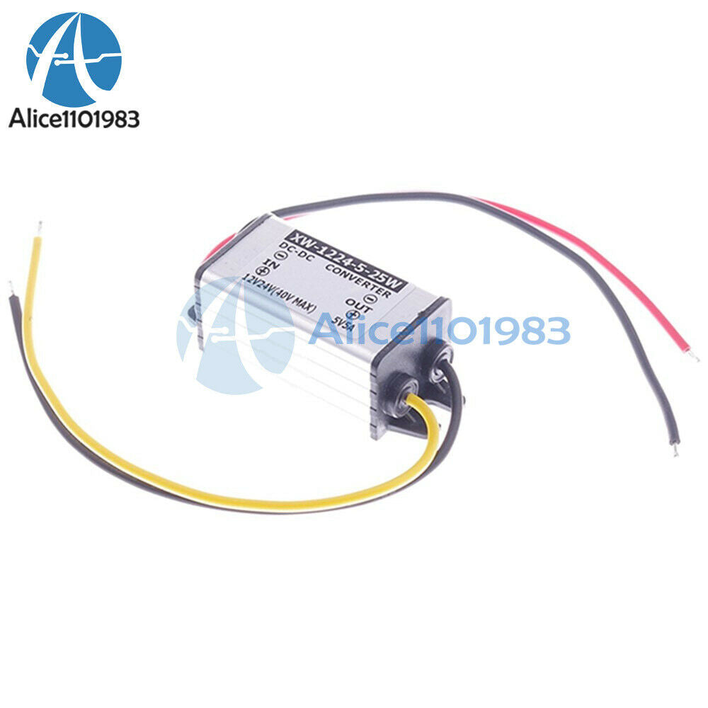 2PCS DC-DC 12V/24V to 5V 5A 25W Converter Step Down Buck Power Supply Regulator
