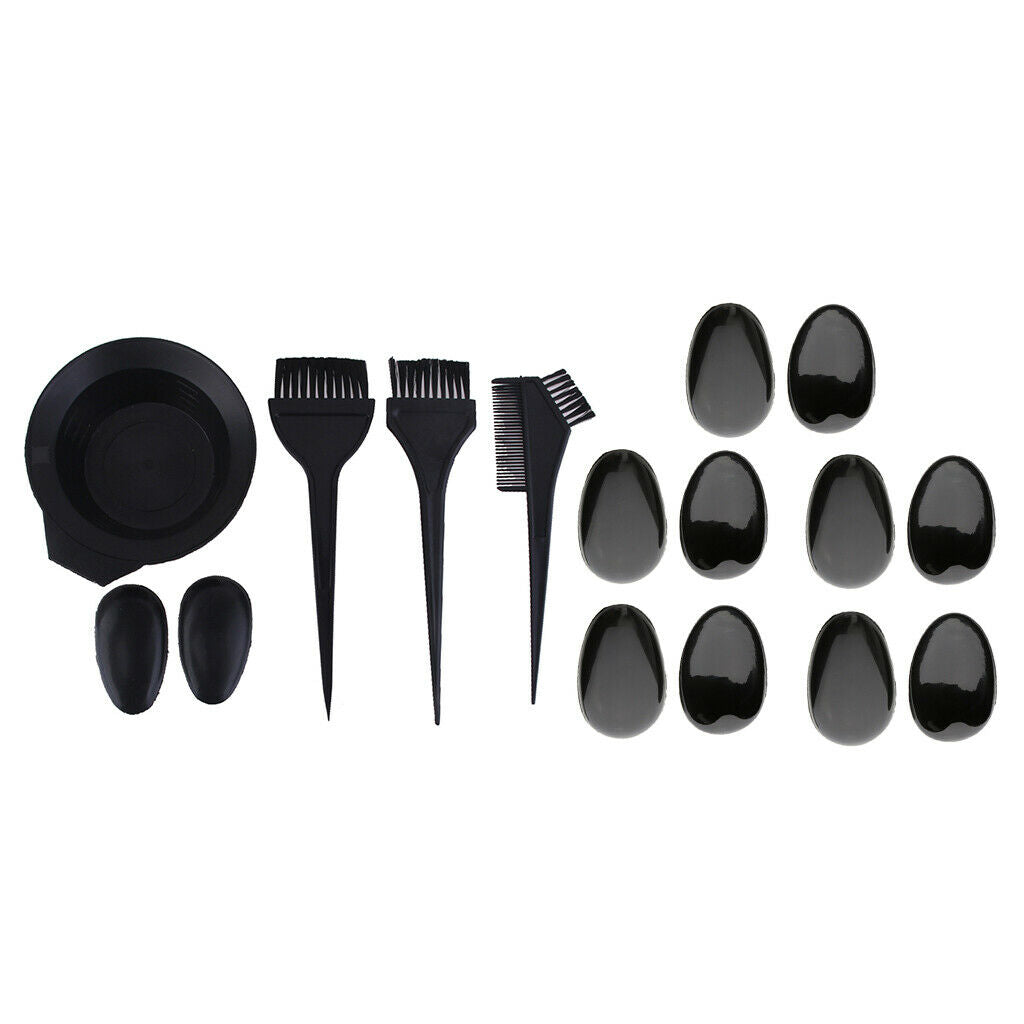 16Pcs Plastic Hair Dye Mixing Bowl Comb Brush Ear Cover Protector Shield Set