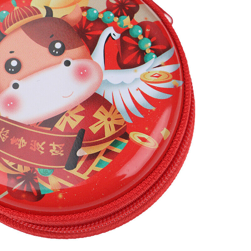 1PC Ox Happy new  year Earphone Organizer Box Small Coin Pocket Gift Coin.l8