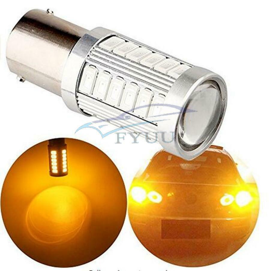 12V 2 Pcs Yellow Car Tail Brake Lights Daytime Running Lights Turn Signal Lights