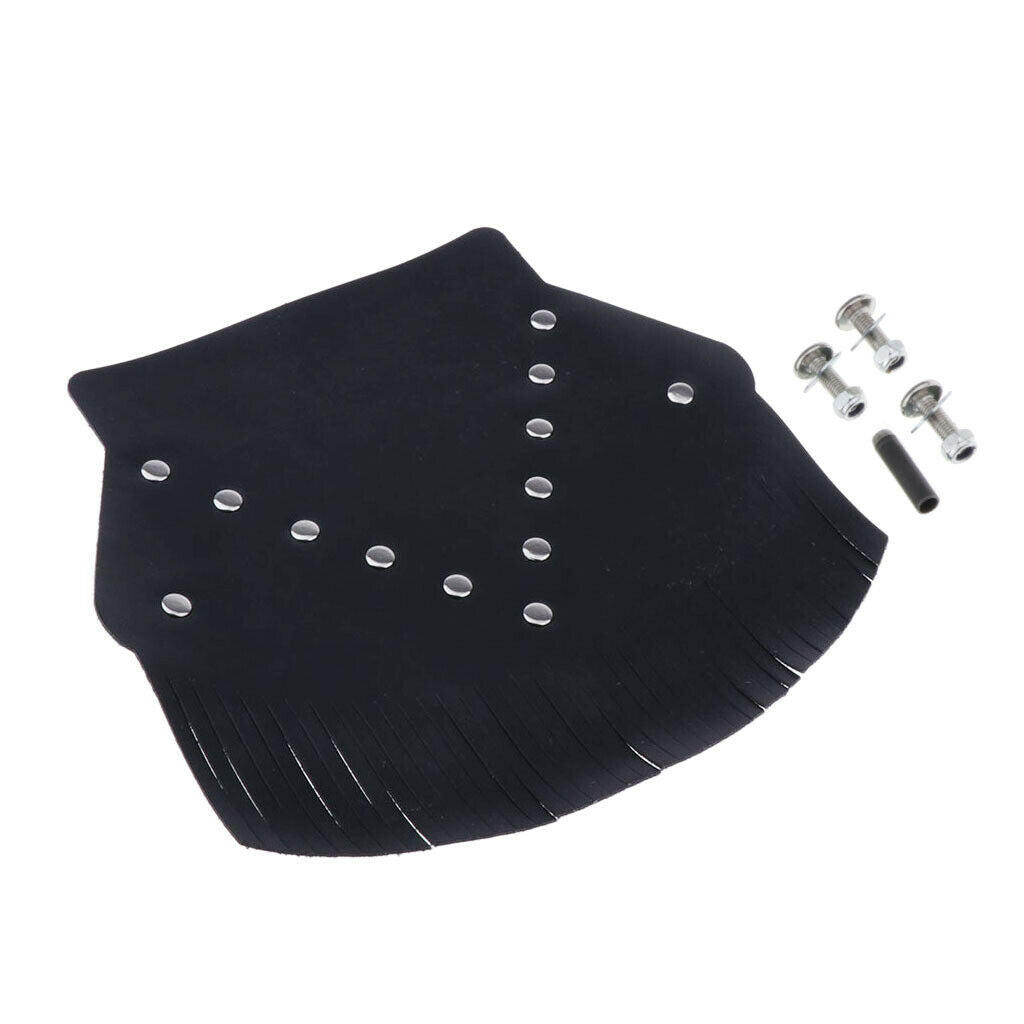 Motorcycle Rear Mud Flap Mudguard Fits Black Universal Double PU Leather