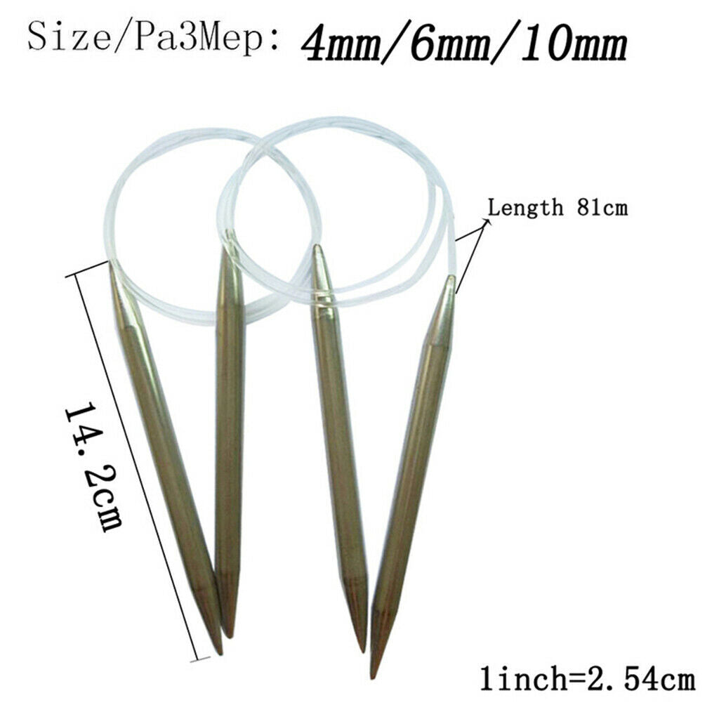 3pcs Circular Knitting Needles Set 80cm Sweater Crafting Hand Making Tools DIY