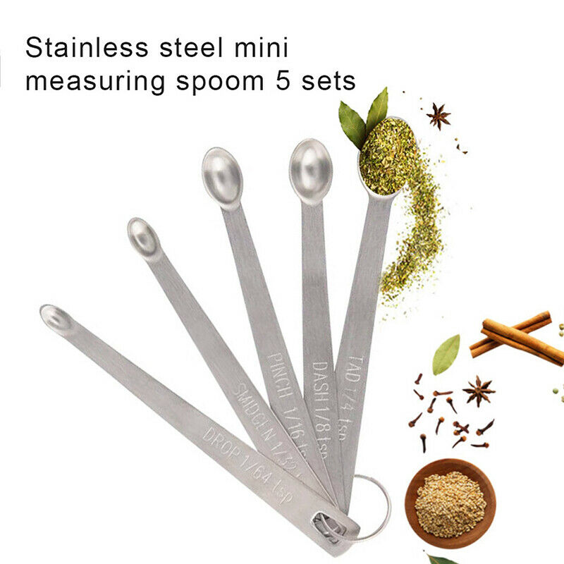 5pcs/Set Small Measuring Spoon Stainless Steel Coffee Measuring Spoons Ki.l8
