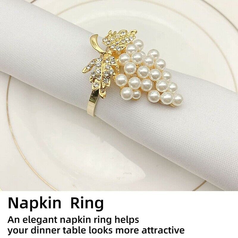 Grapes Napkin s Set of 6, with Glitte Imitation Diamond and Pearls Inlay AllJ5Z6