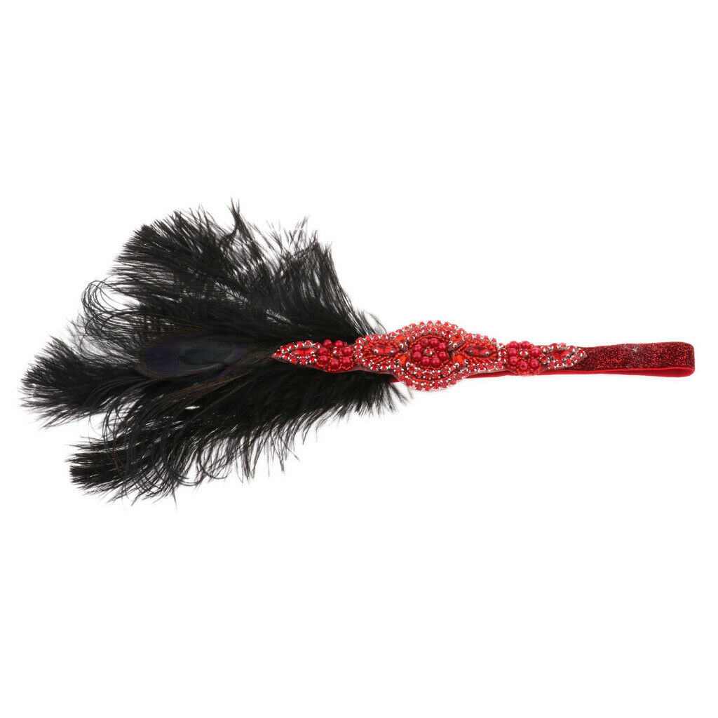 1920s  Headband Wedding Party Flapper Headpiece Fancy Headdress Red