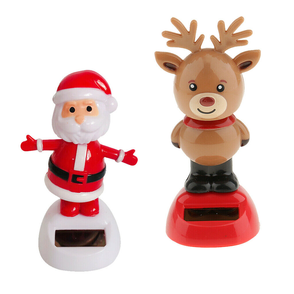 2xSolar  owered Bobbling Nodding Solar Toys Home/Office/Car/ Window Ornaments