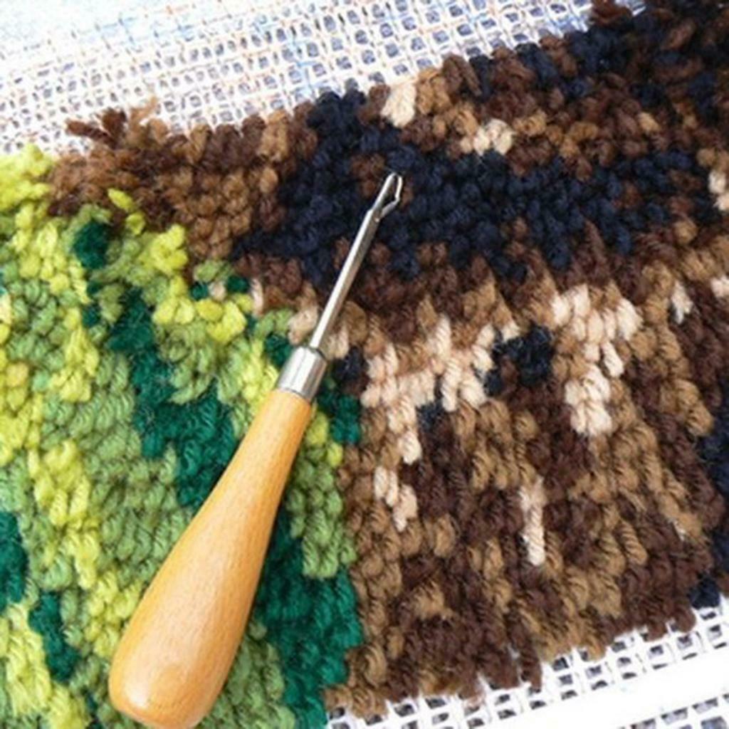 Wood Handle Crochet Weaving Latch Hook  Braiding DIY Rug Hooking Making
