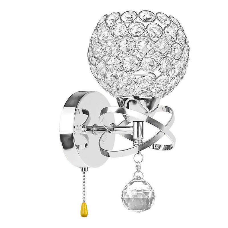 Led Modern Crystal Wall Lamp Sconce Light Bulb Bedroom Hallway Lighting FixturI6