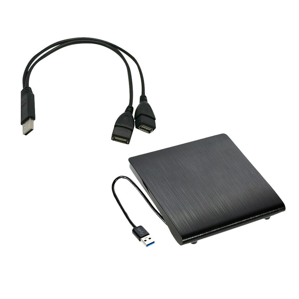 External ODD HDD Device Case + USB 2.0 A Male to Dual Female Y Splitter Cord