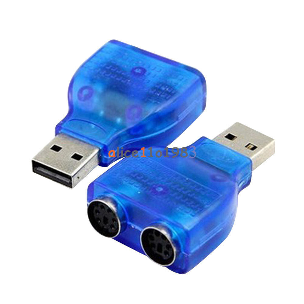 New USB Male To Dual PS2 PS/2 Female Mouse Keyboard Splitter Converter Adapter