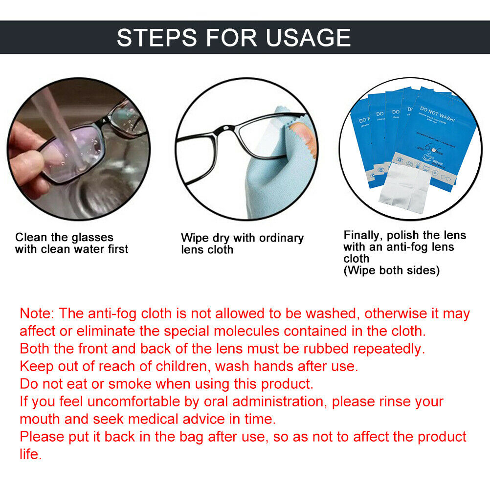 5Pcs/Lot Eyeglasses Anti Fog Cleaning Cloths Lens Cleaning Wipes Anti Fog Cloth