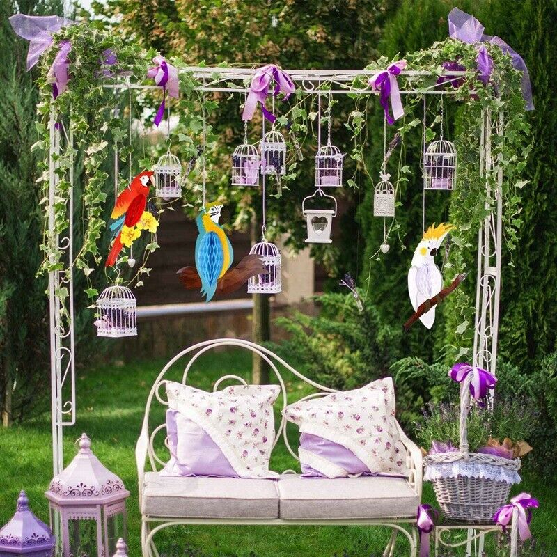 6 Pieces Tropical Birds Honeycomb Parrot Hawaiian Summer Beach Tiki Bar LuauS2N6