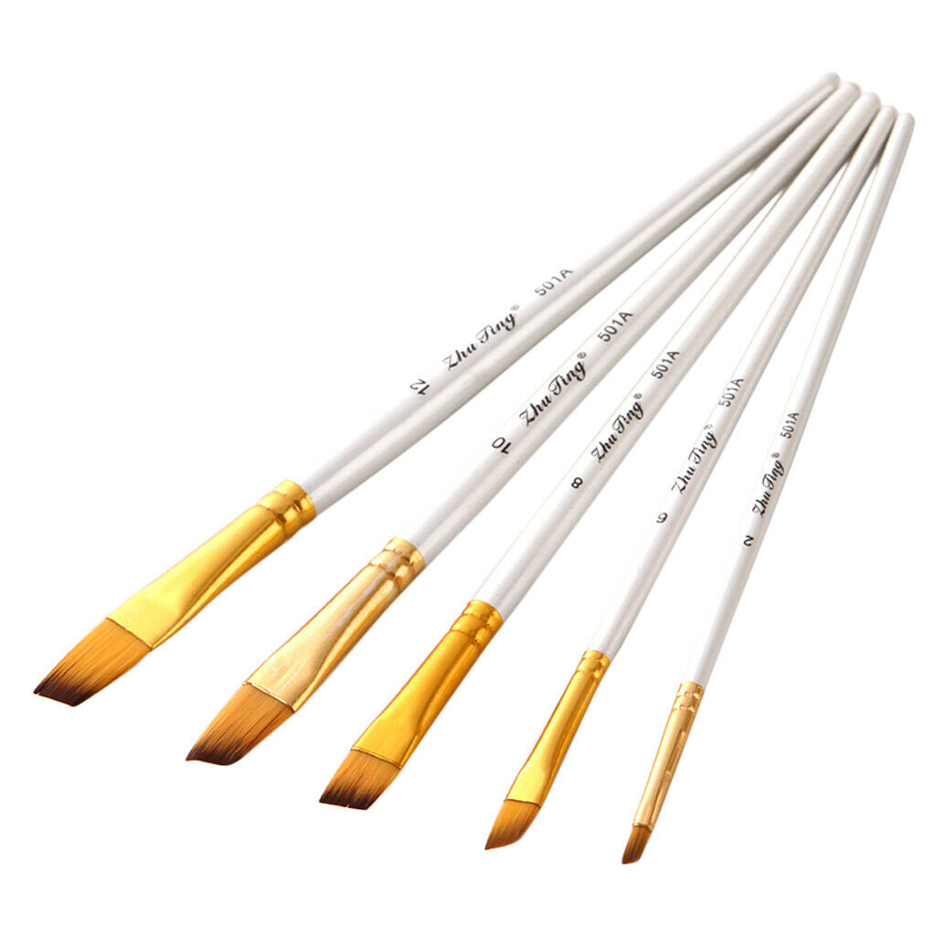 5x Per Artist Oil Acrylic Face Painting Angle Color Brush Set