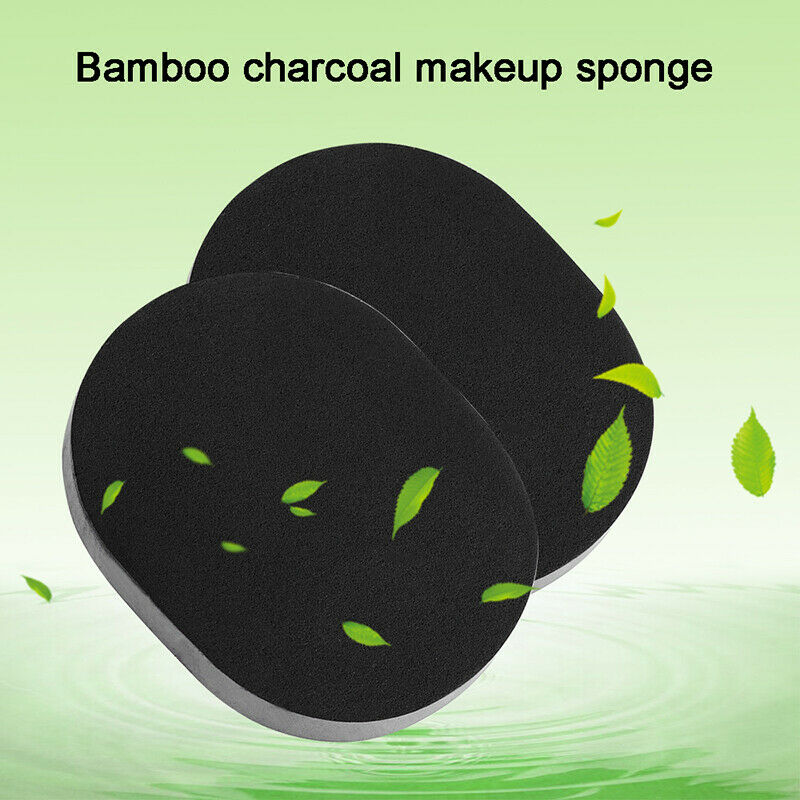 2pcs Natural Black Bamboo Charcoal Face Sponge Wood Fiber Face Wash Clean-Sponge