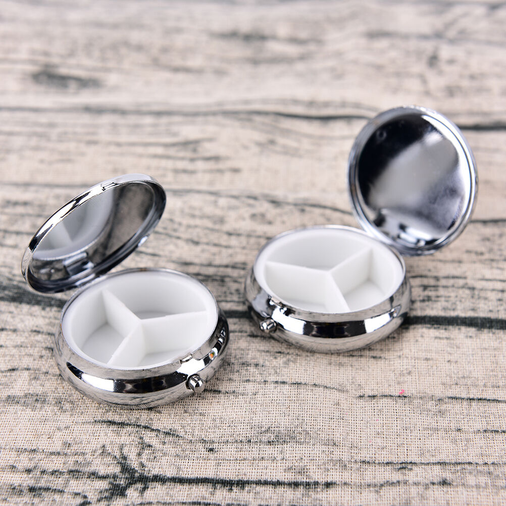 Metal Folding Pill Case Medicine Organizer Pill Box Makeup Storage Container ADD