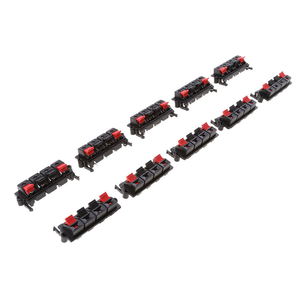 10 pieces 4 Way Stereo Speaker Plate Terminal Strip Push Connector Block