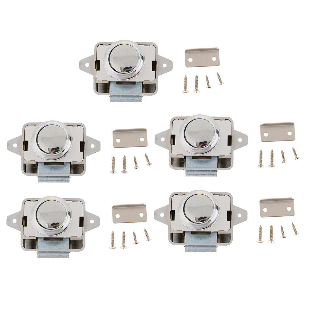 5 Pieces Push Button Drawer Catch Lock Latch for Motorhome Boat Cabinet Door