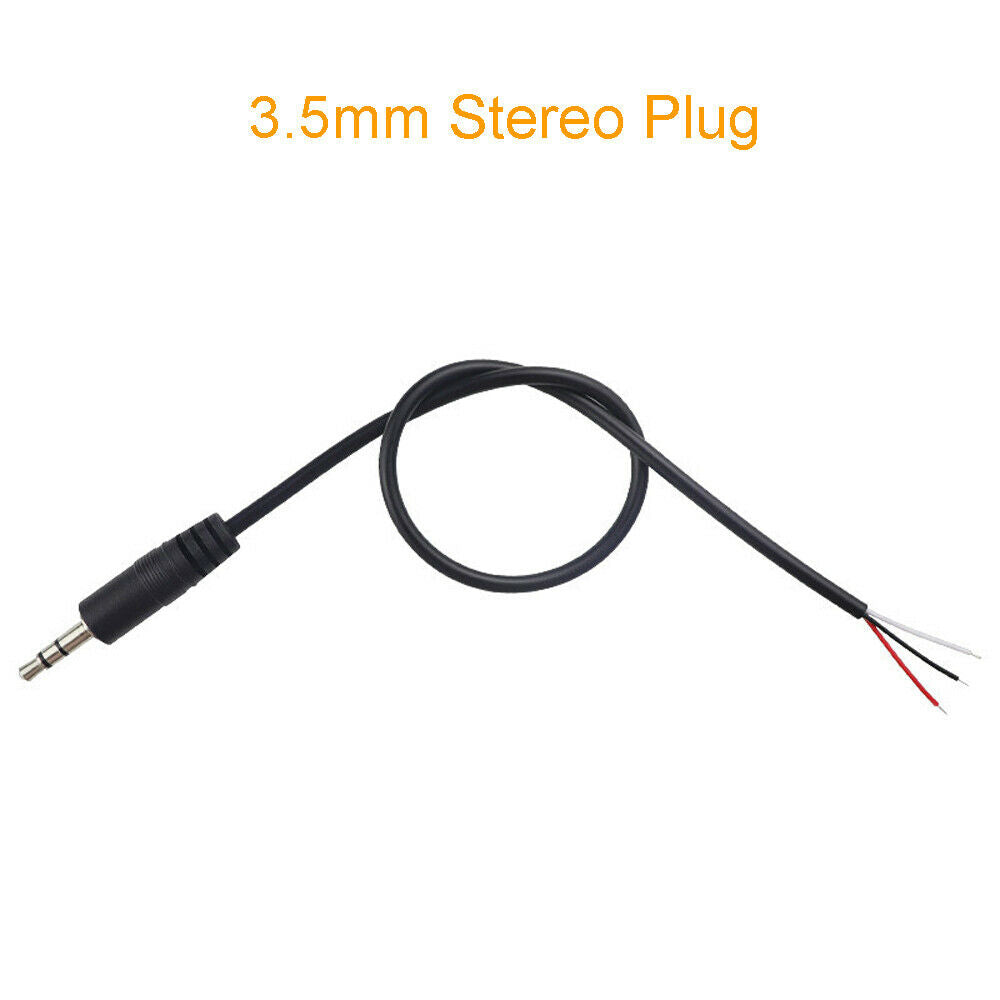 1pc 30cm 1Ft Stereo Audio Aux Cord 3.5mm 1/8" Male Plug 3 Wire DIY Pigtail Cable