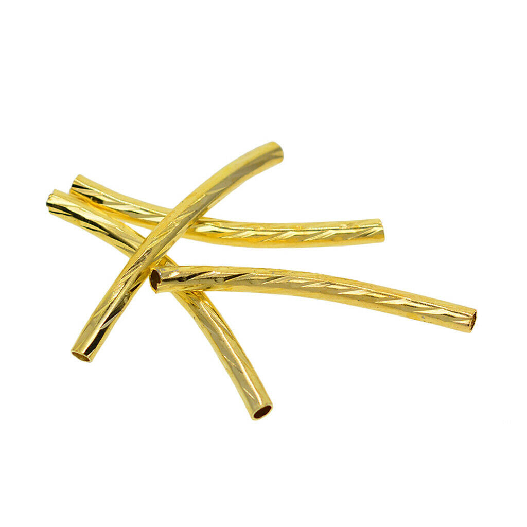 400pcs Engraved Curved Noodle Tube Spacer Beads Charms Jewelry Making Findings