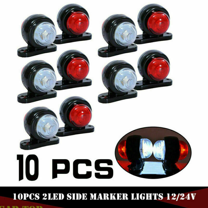 10x 2LED Side Marker Lights Outline Lamp Truck Trailer-Red White Light 12V-24V