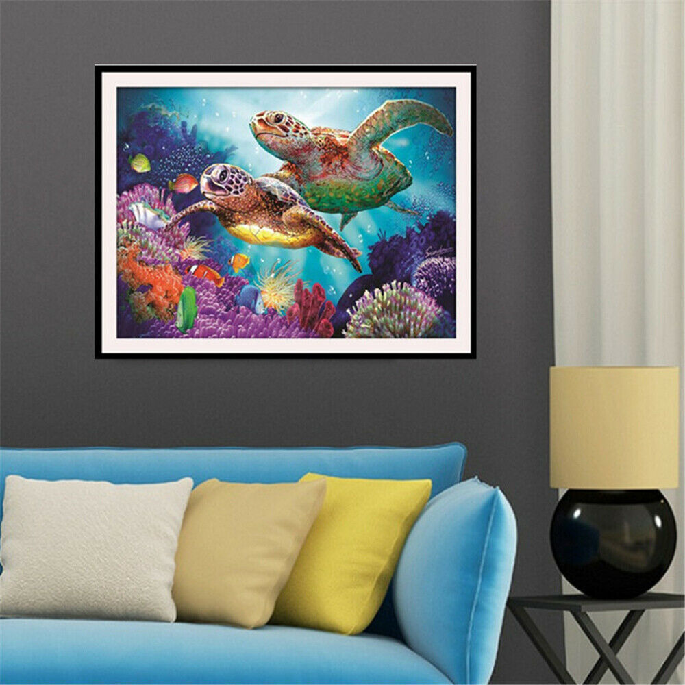 DIY 5D Full Drill Turtle Sea Word Diamond Painting Cross Stitch Kits Arts Decor