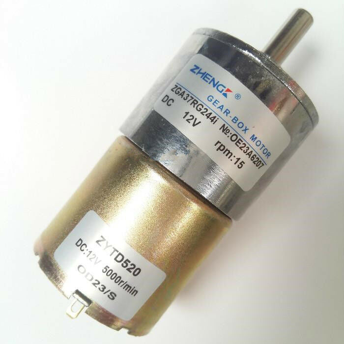 ZGA37RG DC 12V 15 RPM Cylinder Shape Speed DC Geared Motor DIY robot