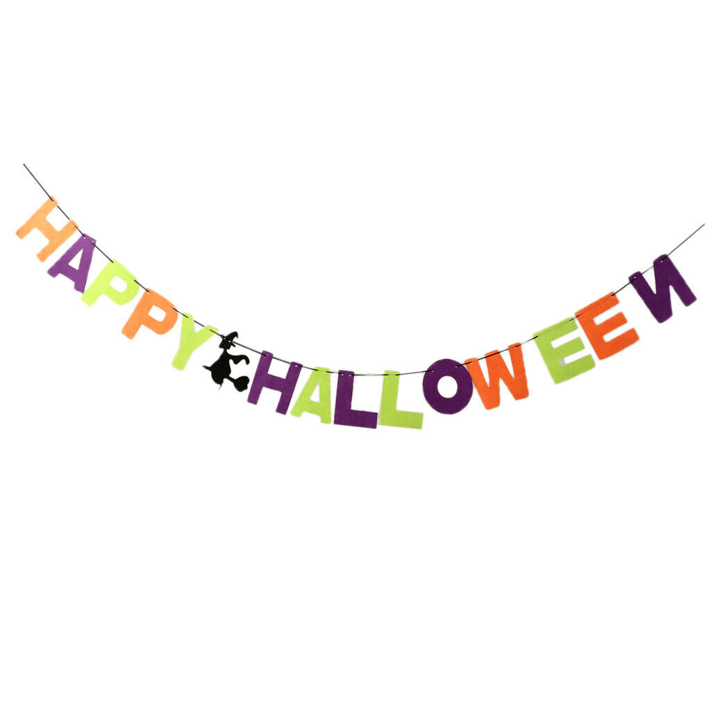 Happy Halloween Sign Bunting Banner Pennant Garland Party Hanging Decoration