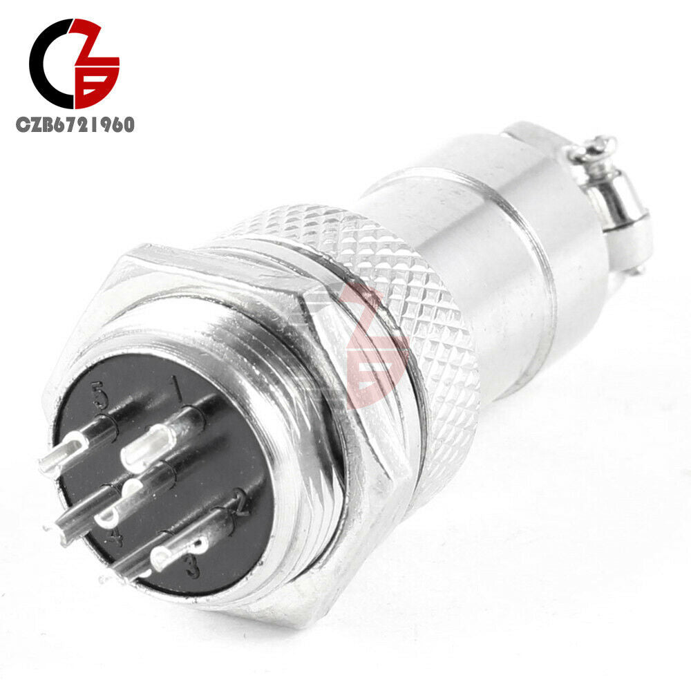 5Pcs Aviation Plug 7-Pin 16mm GX16-7 Male and Female Panel Metal Connector