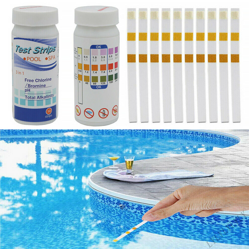 50Pcs 6 In1 Swimming Pool SPA Test Strip Chlorine pH Alkalinity Water Hardness T