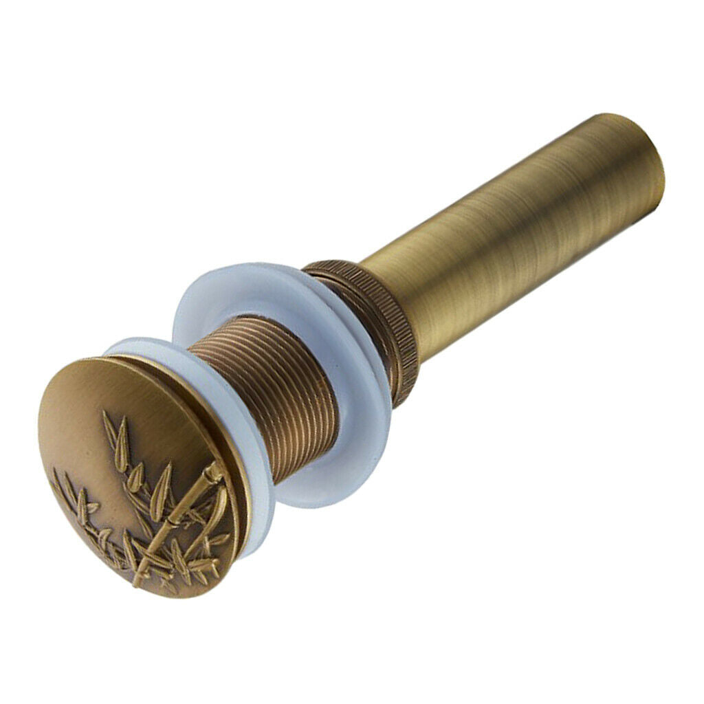 Bathroom Vessel Sink Brass Pop Up Drain without Overflow 3.2cm Bamboo