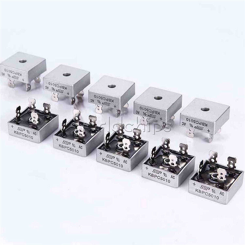 5PCS 250A 1000V Metal Case Single Phases Diode Bridge Rectifier KBPC5010 WC