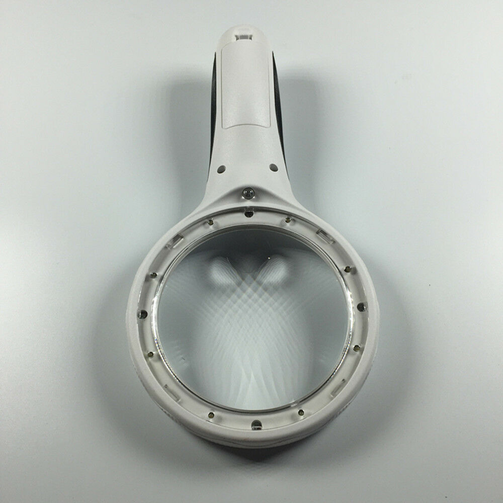 10X（20X Auxiliary）Hand-hold Magnifying Glass Dia. 90mm with 8 LED Lights