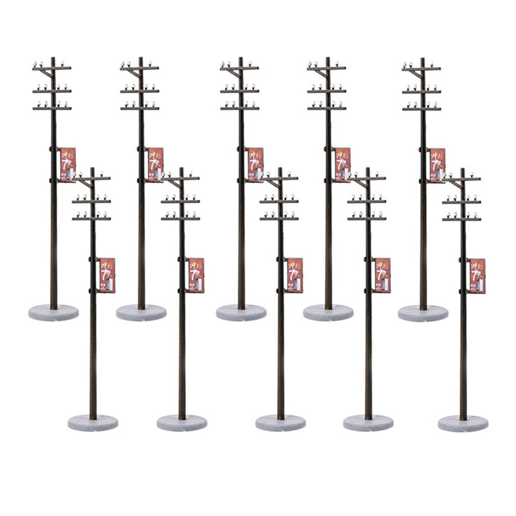 10PCS Electric Line Pole for 1/42 Train Railways Landscape LAYOUT O Scale #2