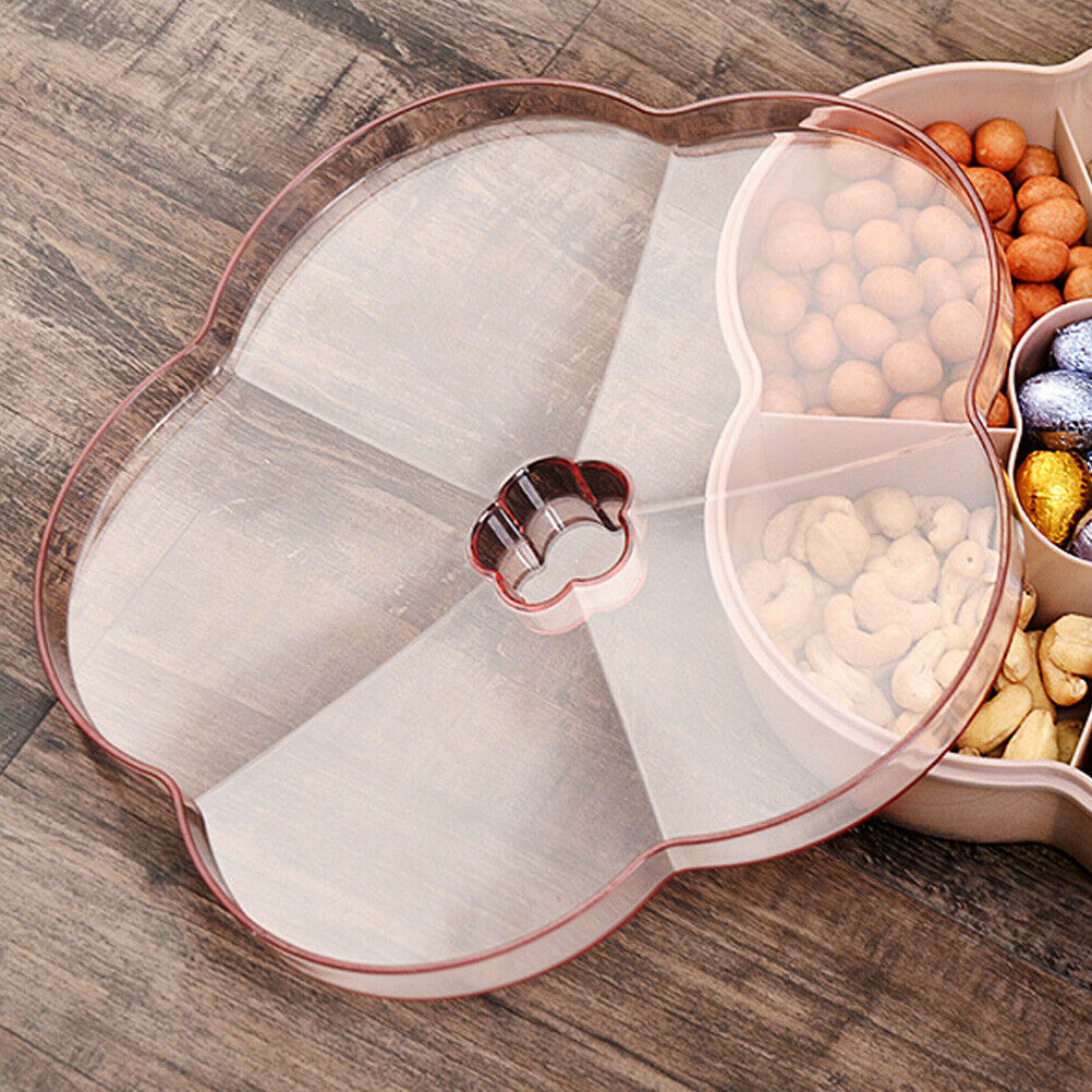 Flower Shape Snack Platter Tray Storage Box with Lid for Nut Candy Dried Fruits