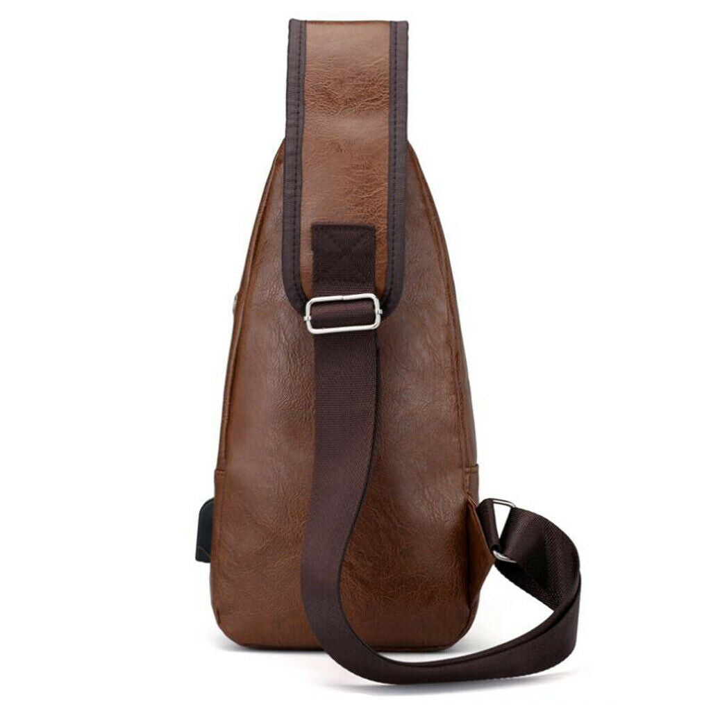 3Pcs Men Leather Sling Bag Multipurpose Compact Shoulder Chest Crossbody Bag