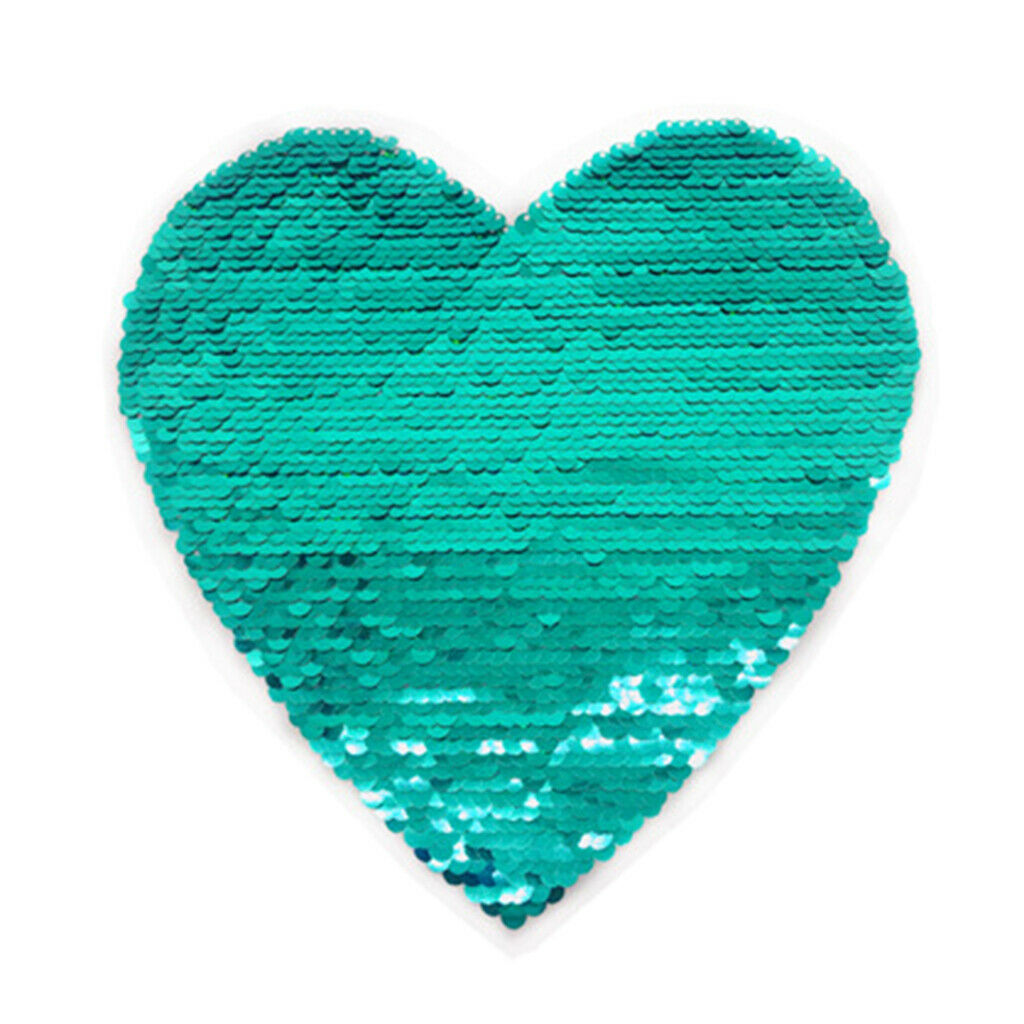 Love Heart Reversible Glitter Applique Clothing Decorative Sequins Patch DIY