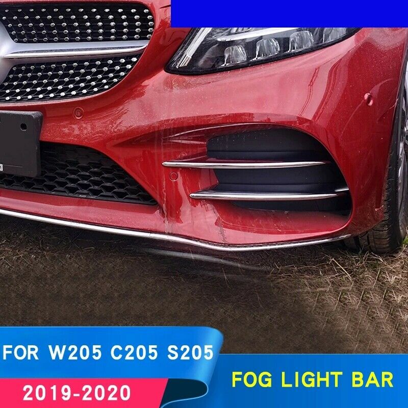 4Pcs Car Chrome Front Bumper Spoiler Fog Lamp Grille Trim Cover for  C-ClassN8E6