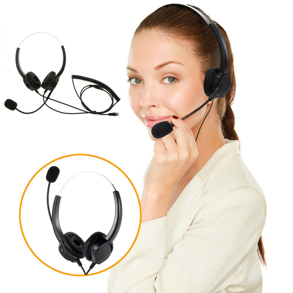 RJ9 Call Center Noise Cancelling Headset Headphone for Desk Telephone